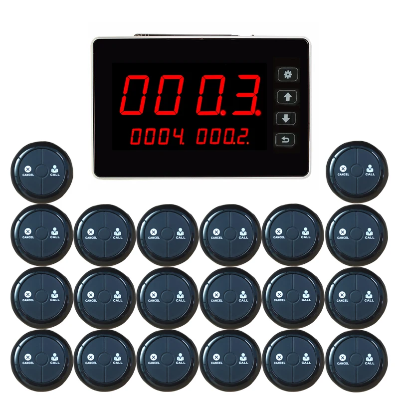 

High Quality Restaurant Waiter Buzzer Paging System Pager Call System With 20 Black Dual-purpose Buttons, White-black