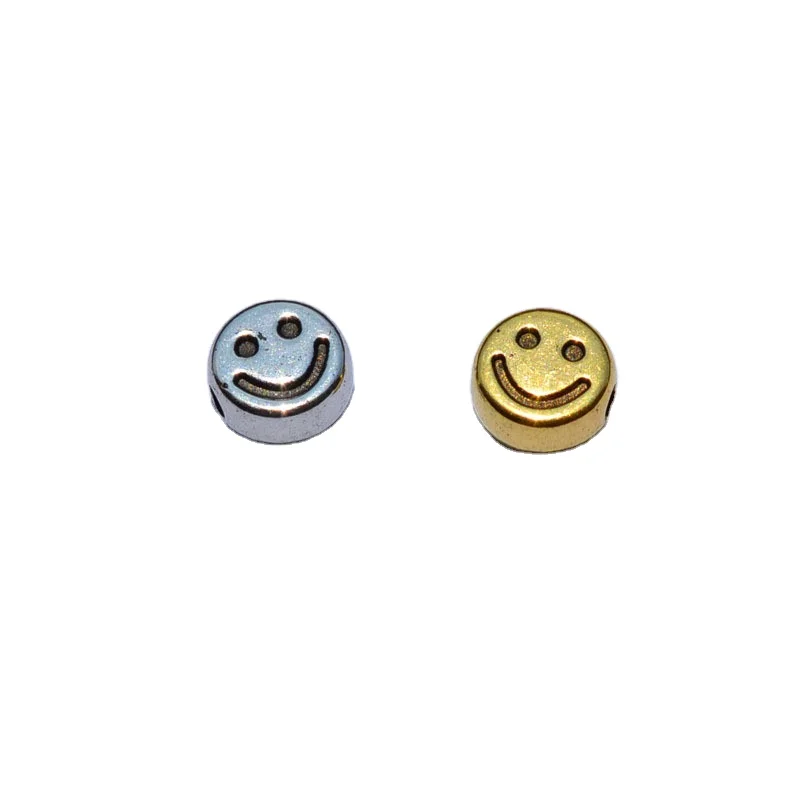 

Hobbyworker Acrylic Metal Gold Round Smiley Face Spacer Beads for Jewelry Making DIY Accessories, Photo