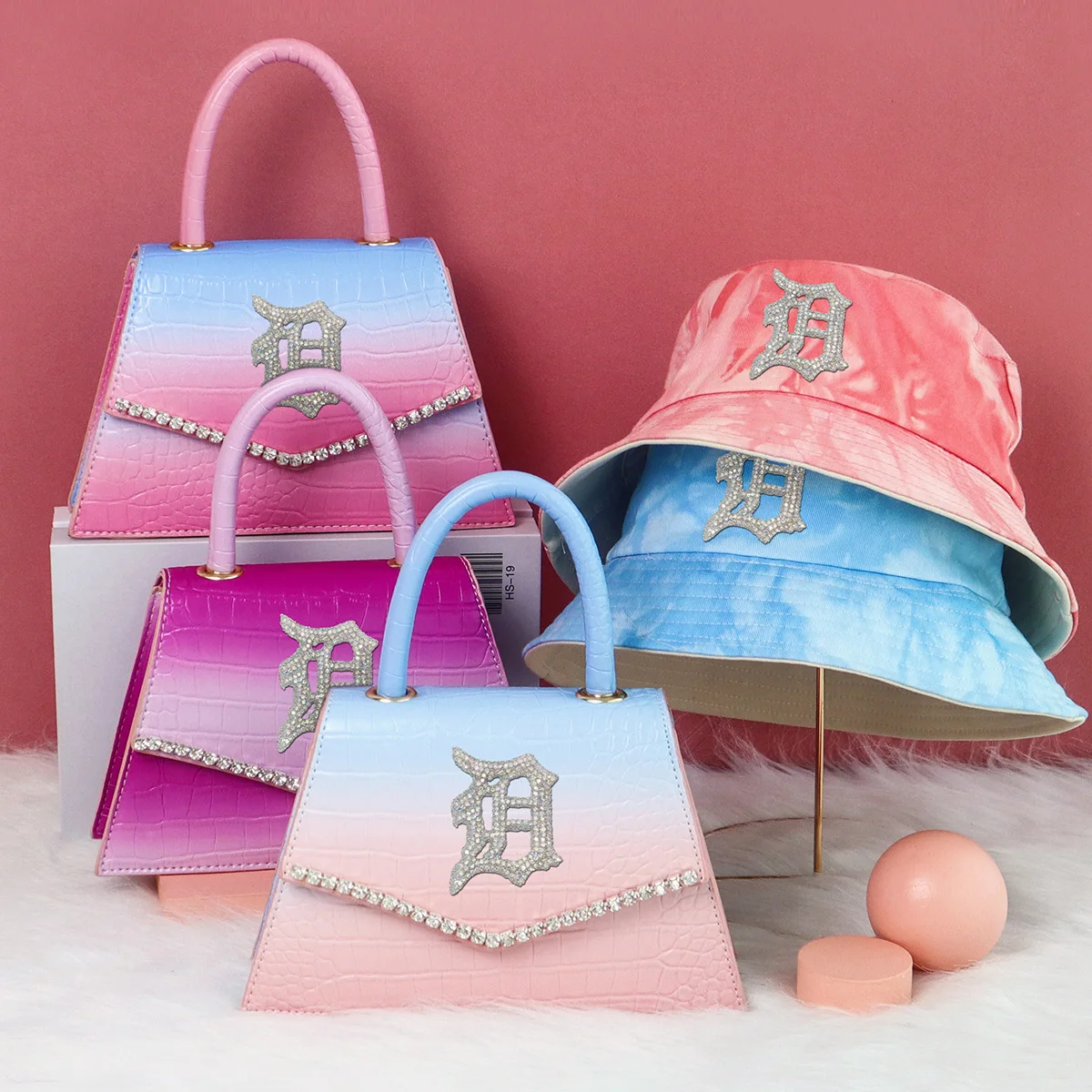 

High quality designer Tie Dye bag wallets and hat set bucket hats purse and handbags, 8 colors