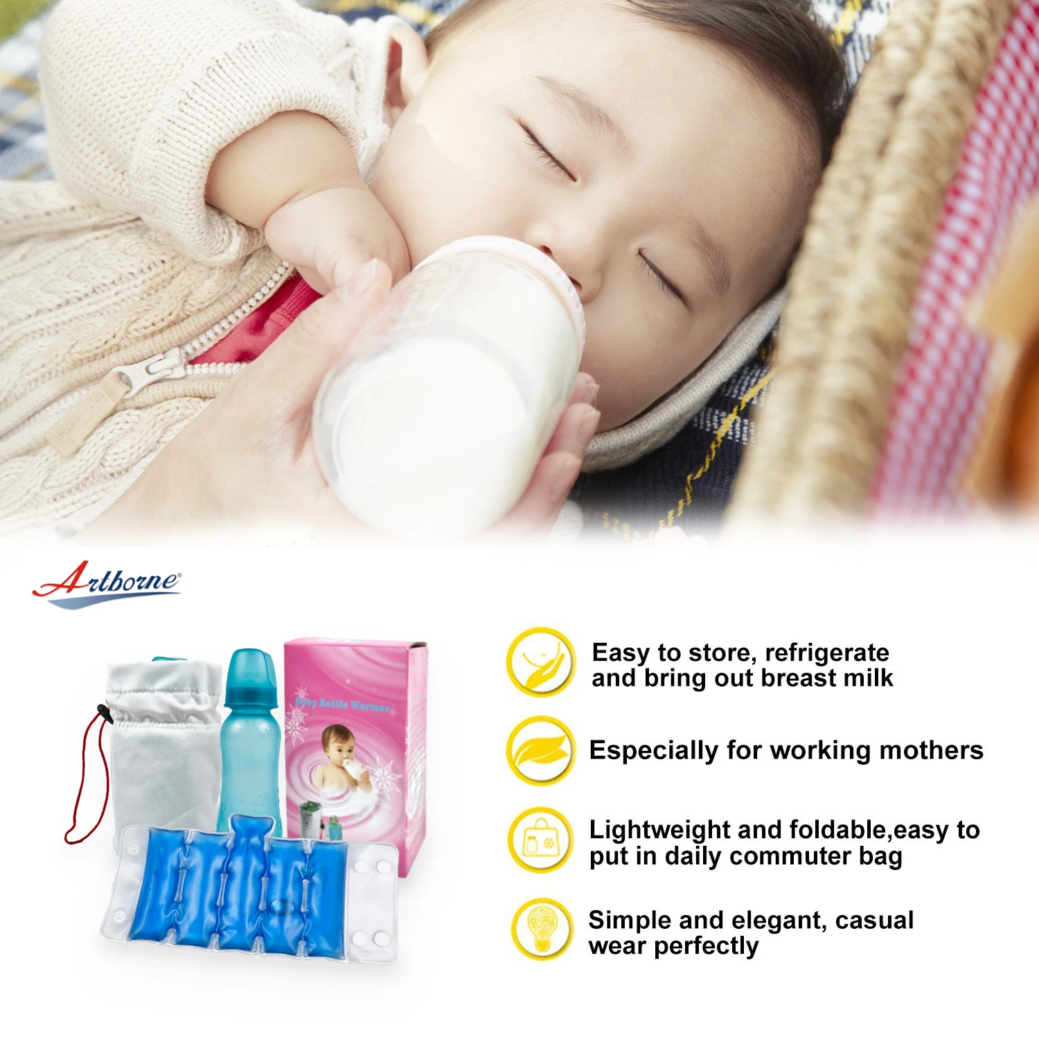 Portable Travel Breast Milk Bottle Warmer,Warms Baby Milk Baby Bottle