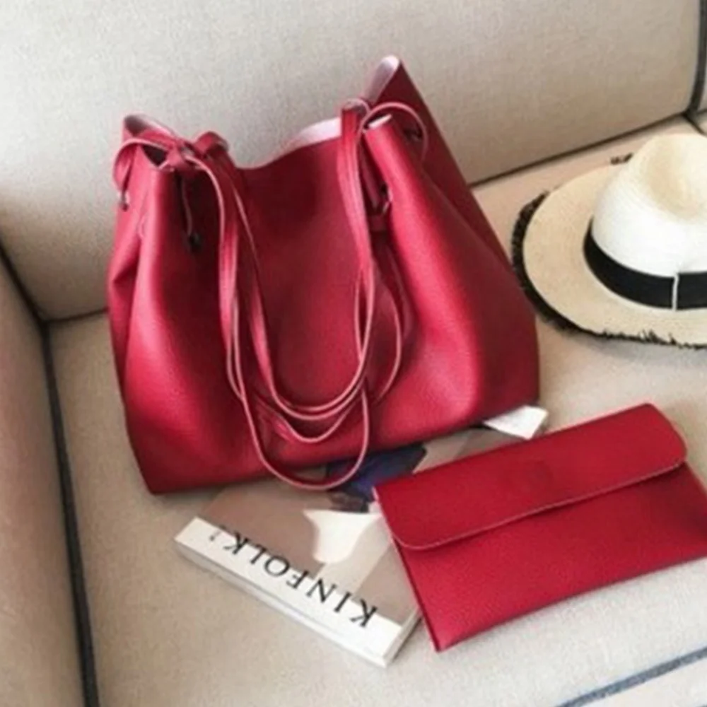 

Women Pure Color Tassels Large Capacity Shopping Shoulder Handbag, Picture color
