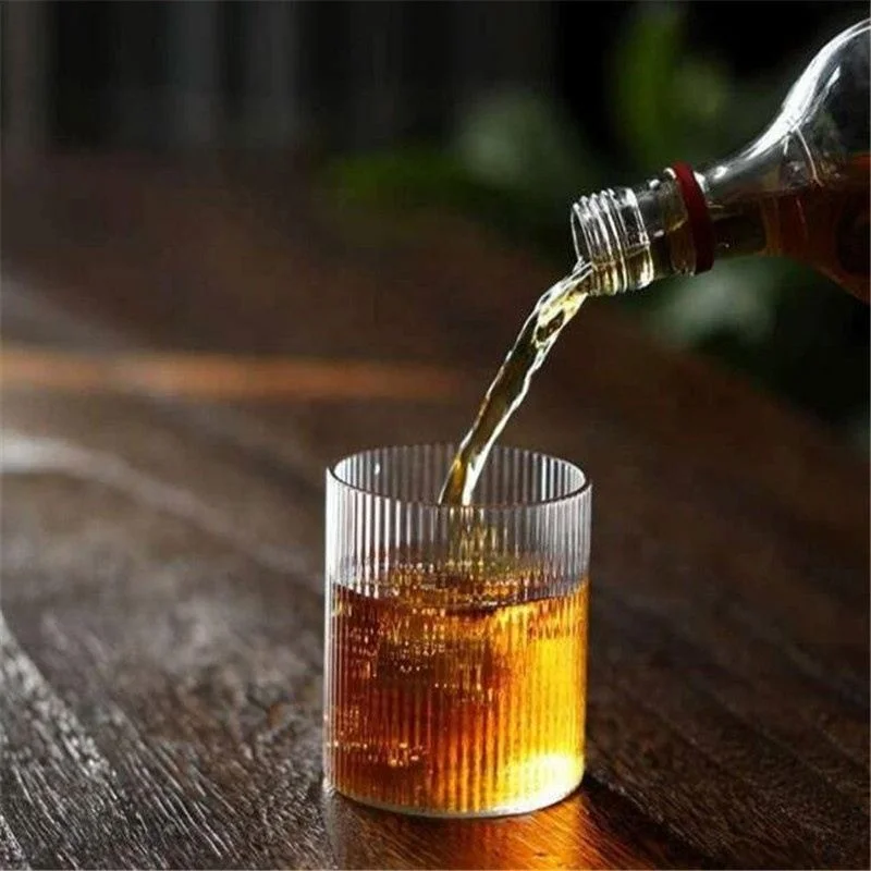 

New Arrive Striped Simple Round Thicken Beer Cup, Transparent