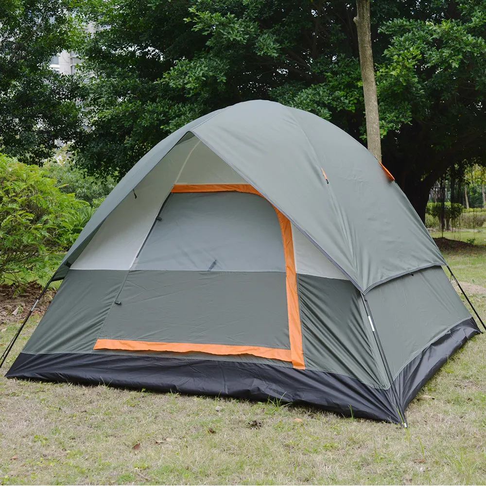 

Upgraded 3-4 Person Camping Tent Double Layer Waterproof Tear-resistant Plaid Fabric Outdoor Hiking Tourist Tent 3 Season Tent, Green