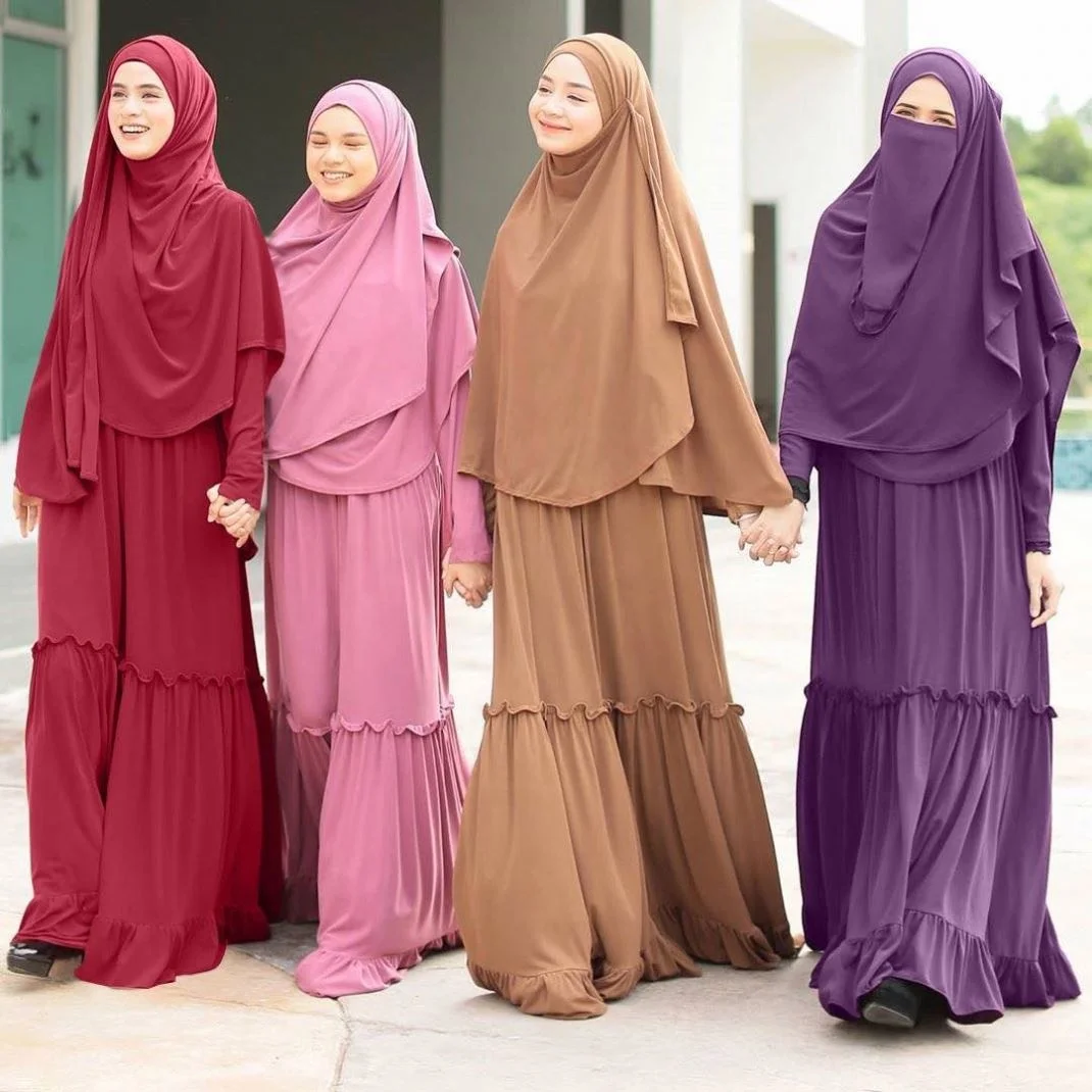 

2020 high quality American&Malaysia&Dubai Muslim ladies pray abaya with hijab scarf Islamic clothing casual dresses, As picture