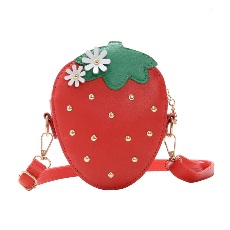 

2022 Female Spring Ins Wind Sweet Strawberry Shape messenger Bag Adjustable Fruit Bag Lovely Princess Money Wallet