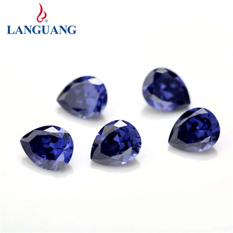 

Languang Thermal natural water drop cutting pear shaped Tanzanian Blue Zircon loose gemstone cubic zirconia Gemstone, Tanzanite blue