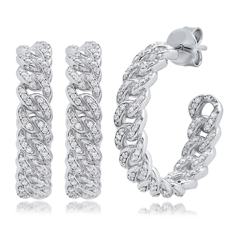 

2021 Fashion Hip Hop Jewelry Gold Plated Zircon Chain Big hoop earrings for women