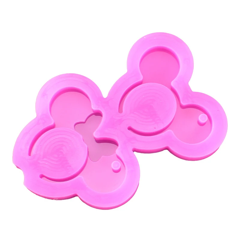

Shiny silicone mini micky mouse headband shaped keychain silicone mold, Pink