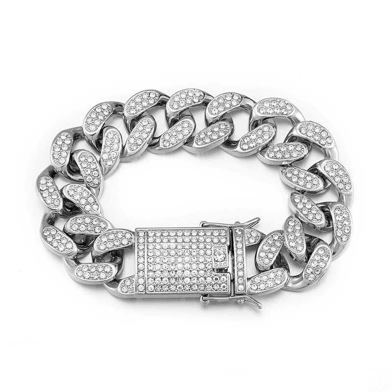 

New design cuban long zircon necklace bracelet stainless cuban link chain jewelry necklace for women, Gold or silver