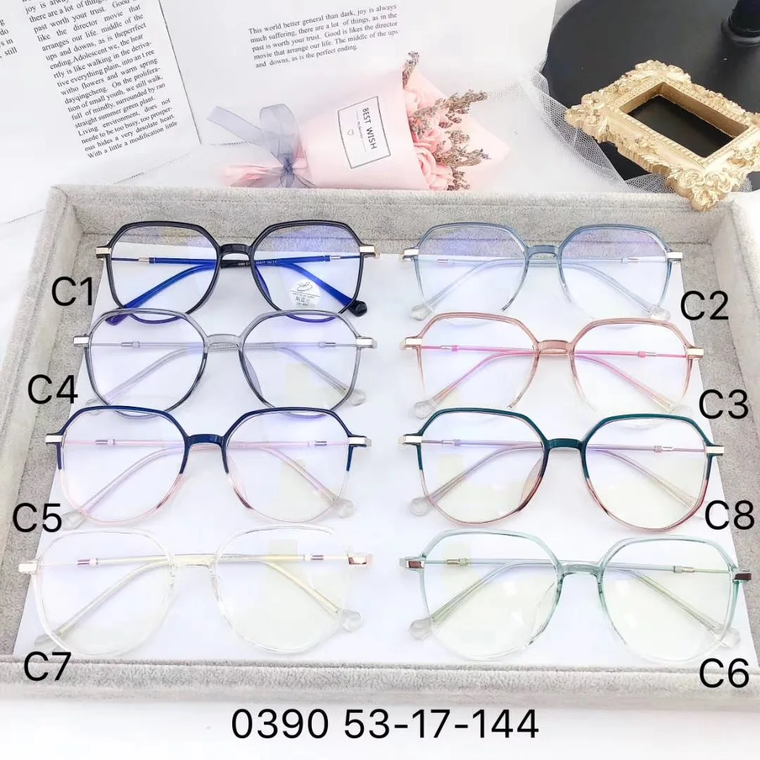 

2020 Newest TR90 blue light proof spectacle optical frame glasses women's transparent trend fashion ultra light glasses, 7colors