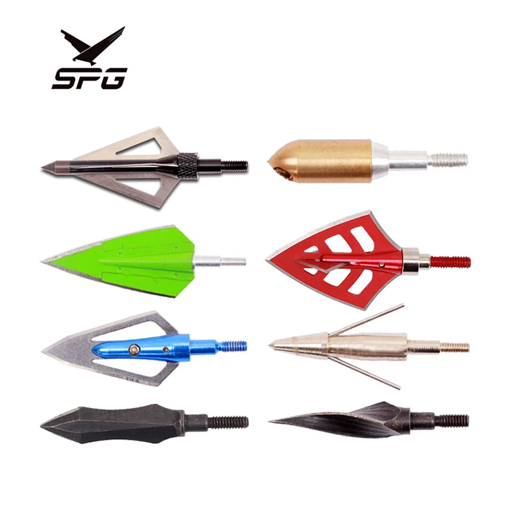 

SPG Archery Fixed Arrow Tips 3 Blade 125 Grain Mechanical Archery Arrowhead Hunting Broadheads, Black/red/blue/silvery