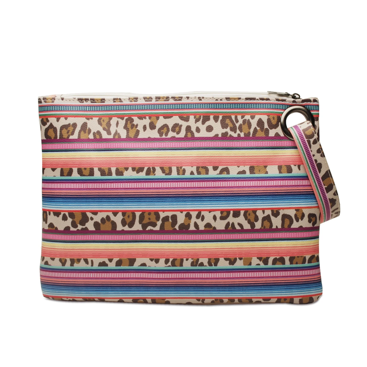 

DOMIL Free Shipping Serape Leopard Print PU Wrist Purse Monogram Clutch Wallet Organizer Cosmetic Makeup Bags for Women