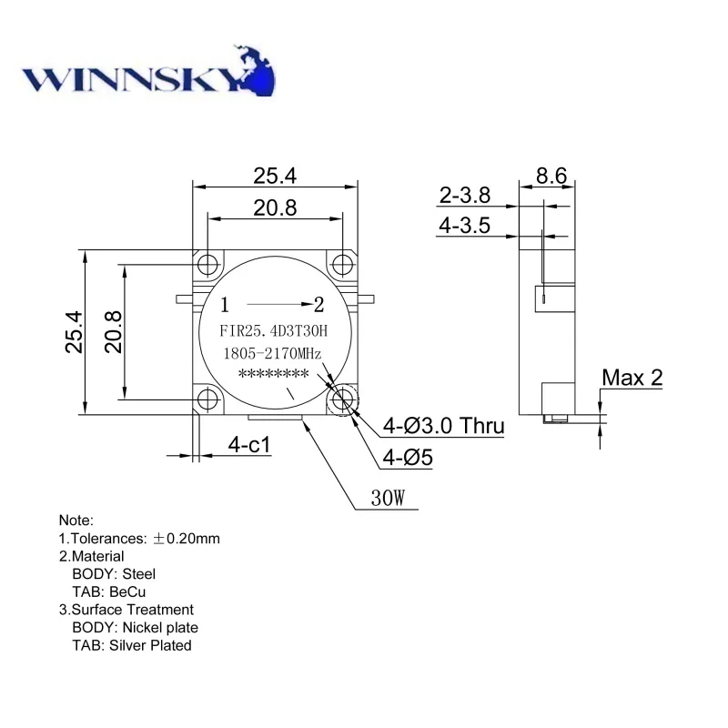 1805mhz2170mhz Rf Isolator Ferrite Dropin Tab Package Made By Winnsky
