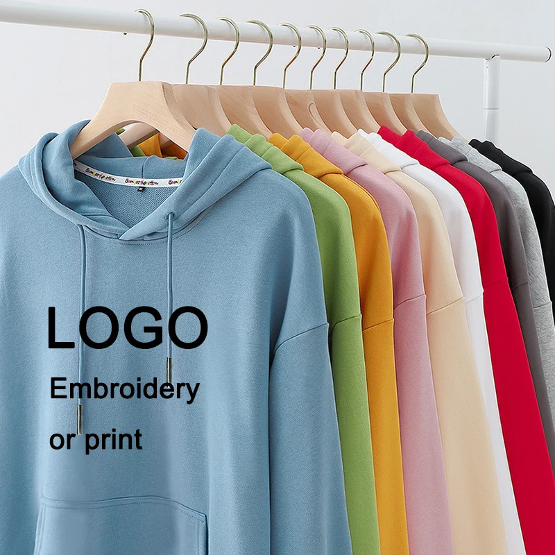 

High Quality Label Custom Label Embroidery Hoodie Autumn And Winter Solid Oversized Pullover Unisex Hoodies, Stock color or custom color