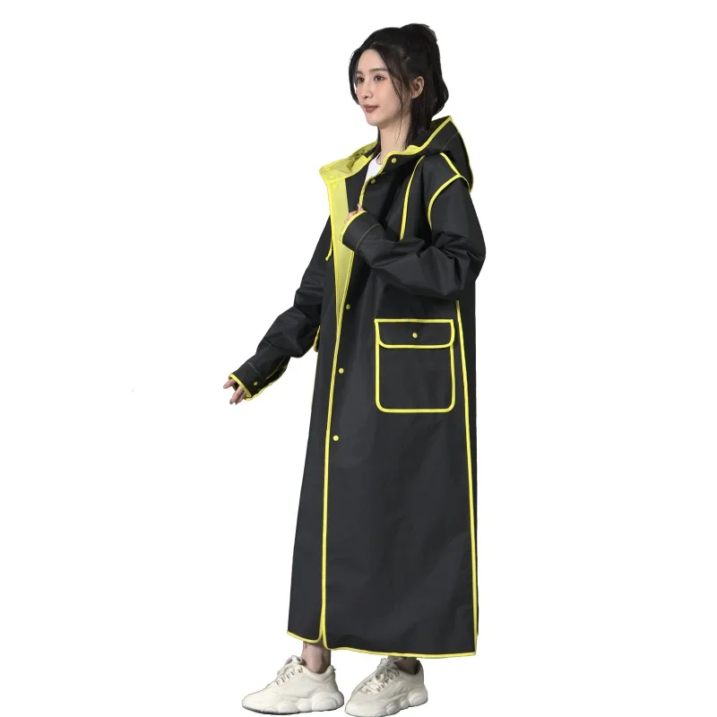 

Classical Black and white design Fashion ladies long women raincoat poncho with hood