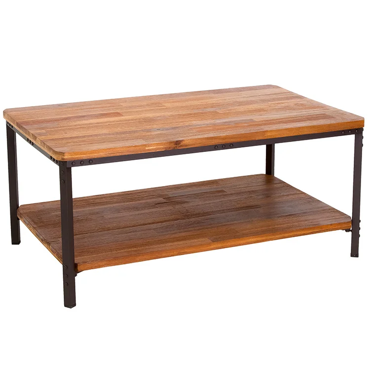

modern iron solid wood coffee table furniture