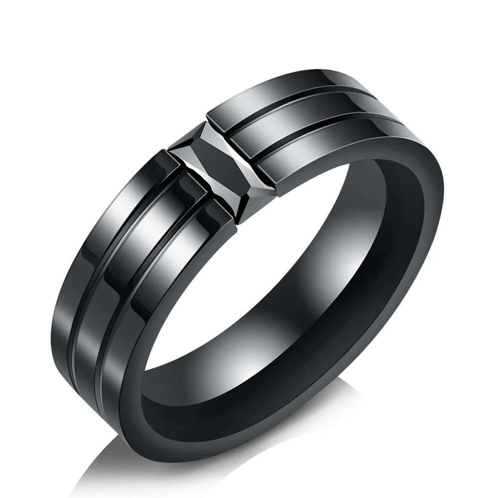 

New Fashion Jewelry Top Quality Rings Wedding Black Stainless Steel Solid Ring For Men