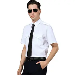 Men's White Shirts with Epaulets Pilot Aviation Un