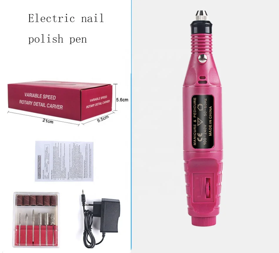 

electric nail polisher variable speed rotary detail carver nail polish pen, Pink