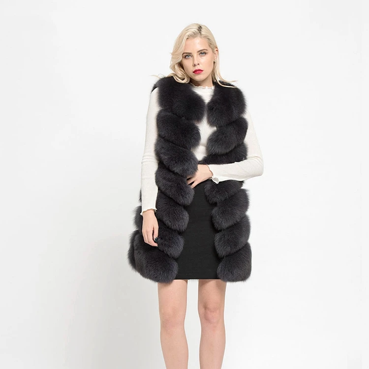 

Soft Fluffy Modern black fur Vest Fox Fur Gilet