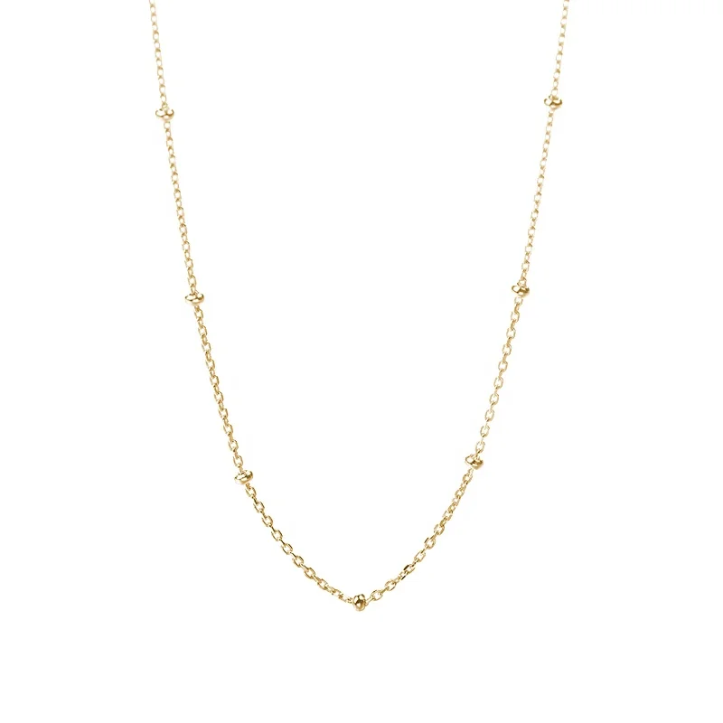 

Pure 925 sterling silver bead chain necklace for girls