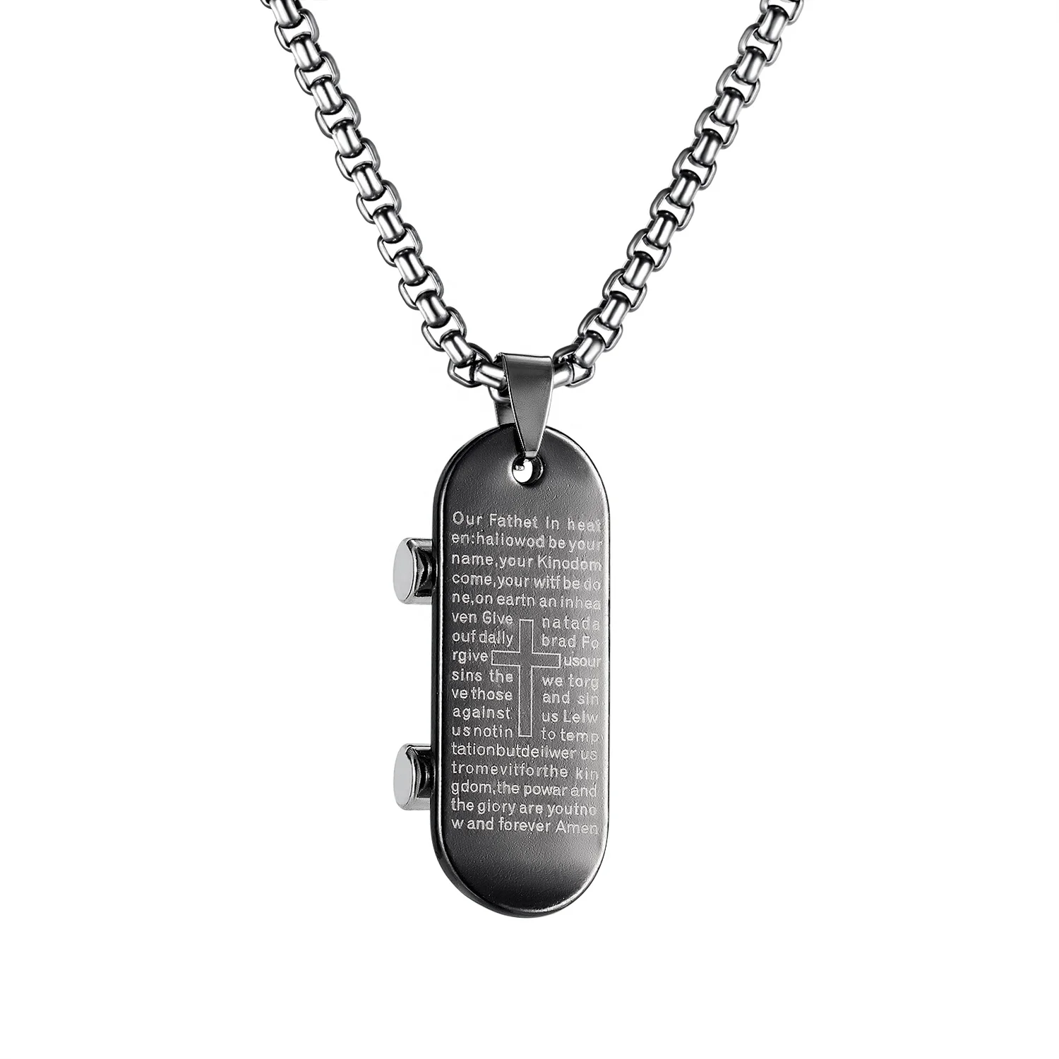 

cute Skateboard slide charm cross pendant necklace for kids high quality black Creative hip hop necklace