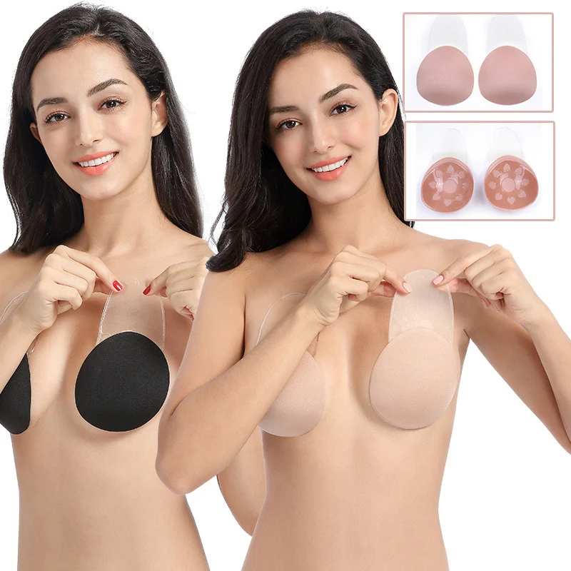 

Invisible Silicone Push Up Bra, Black, flesh tints