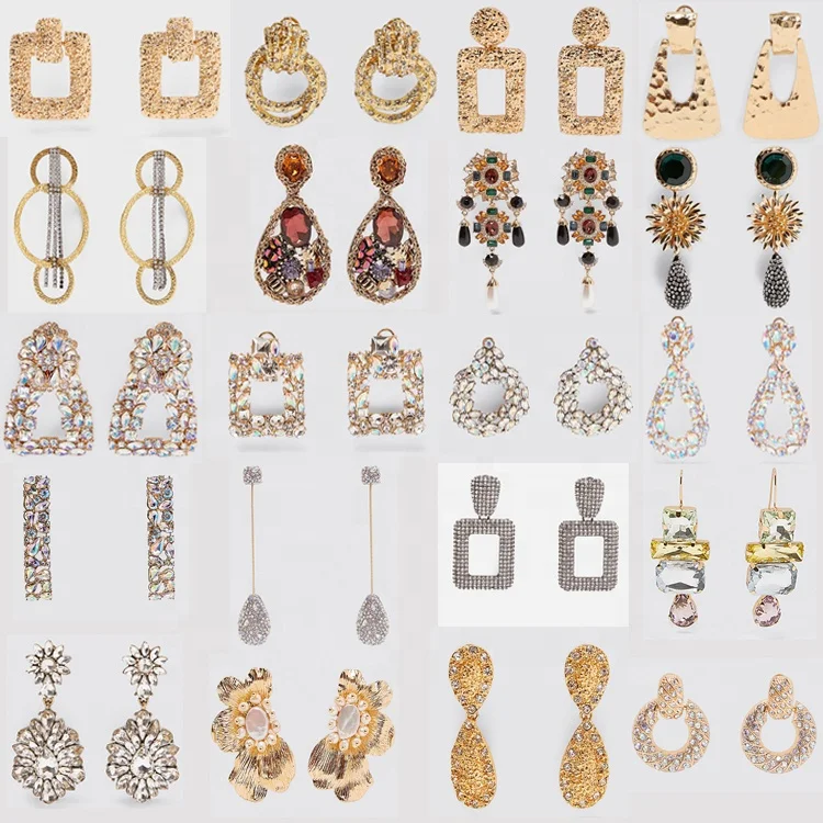 
80 Designs Multi-Color Alloy Antique Drop ZA Earrings for Women Gold Color Metal Statement Earrings Jewelry Bijoux 2019 