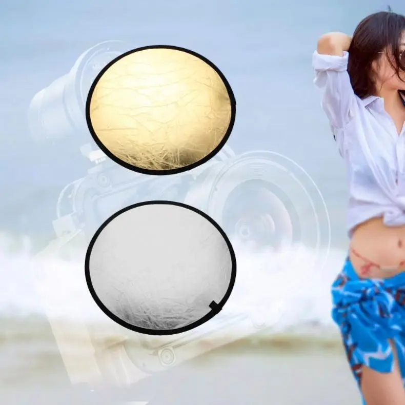 

2 in 1 Light Mulit Collapsible Disc Photography Reflector Photo Studio Accessories for Flash Light Silver/Gold 60cm