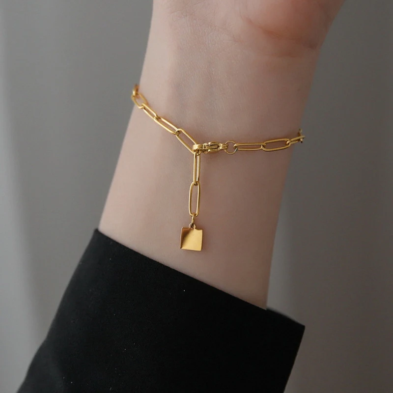 

Minimalist 14K Gold Filled Large Paperclip Chain Bracelet Layering Stacking Bracelets Jewelry for Women