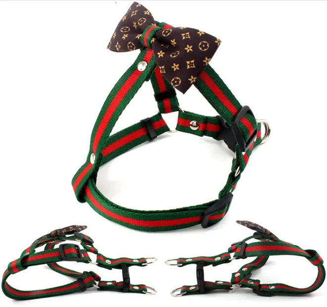 

Fashionable High-end luxury brand bow rivet adjustable pet dog harness
