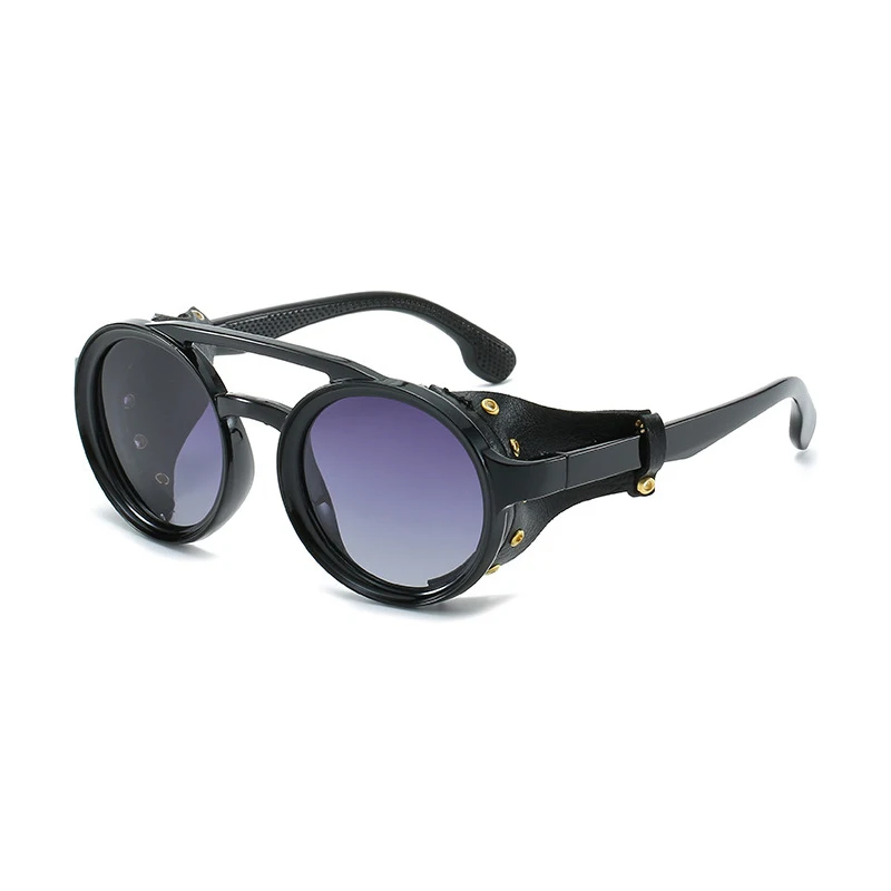 

Round Sunglasses Men Rivet Steam Punk Sunglasses 2020 Lens Leather Mens Women Vintage Sun Glasses Shades Sunglasses