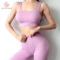 

Low moq clothes women sport set 2pc ladies workout leggins seamless long sleeve crop top sexy gym set leggings