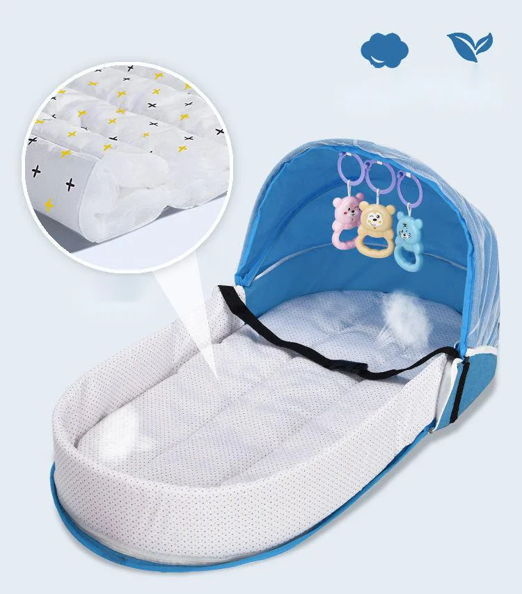 

Twinkle 2021 trendy diaper baby diaper bed bag with curtain and favorite toys