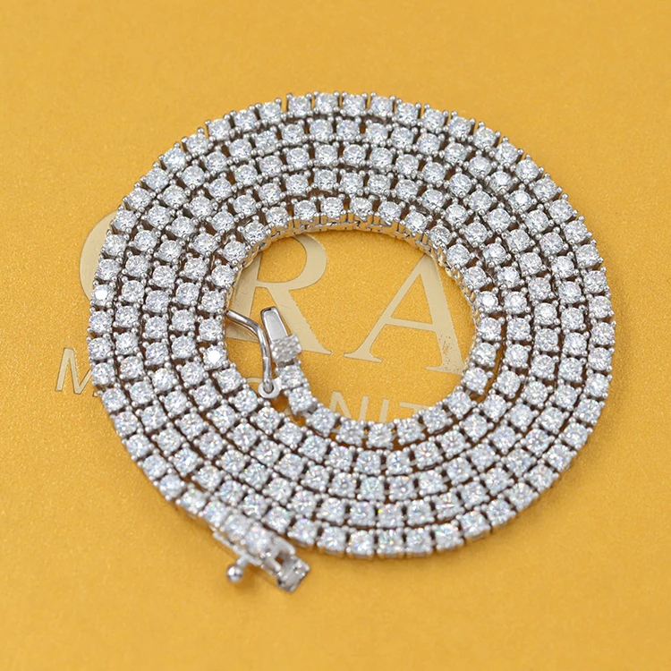 

2mm Wide gold plated D color Moissanite diamond necklace/bracelet 925 Silver tennis chain for woman Elegant jewelry