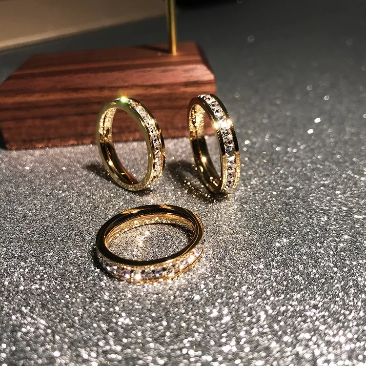 

Shangjie OEM Anillo fashion wedding chic rings gold zircon jewelry rings rose gold plated vintage stainless steel rings, Gold, silver, rose gold