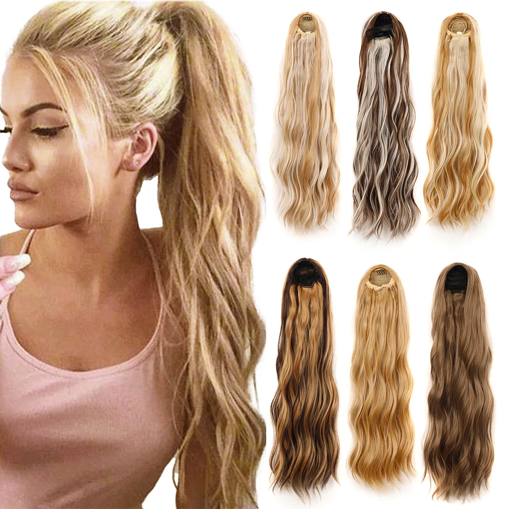 

AliLeader Natural Loose Curly Pony Tail Drawstring Heat Resistant Fiber Synthetic Hair Water Wave Draw String Ponytail Extension