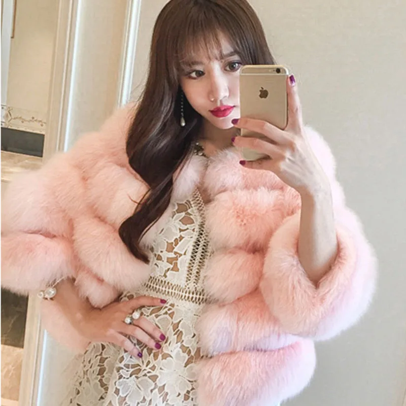 

clothes women New Faux Fox Fur Coat woman outerwear High Quality jacket Thick Jackets Winter Warm Fur Overcoats Plus Size Coats, Picture