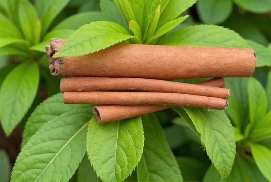 Close-up of harvested cinnamon bark being processed into quills