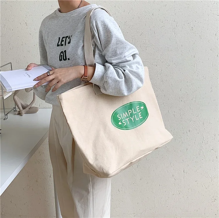 

Female large capacity soft surface shoulder bag casual classic color canvas bag fashion trend letter print handbag shopping bag