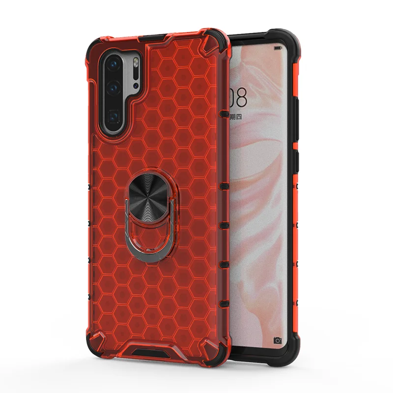 

Hybrid Armor Case for Huawei P30 Pro Rugged Pattern Shockproof Bumper Phone Case with Ring Holder