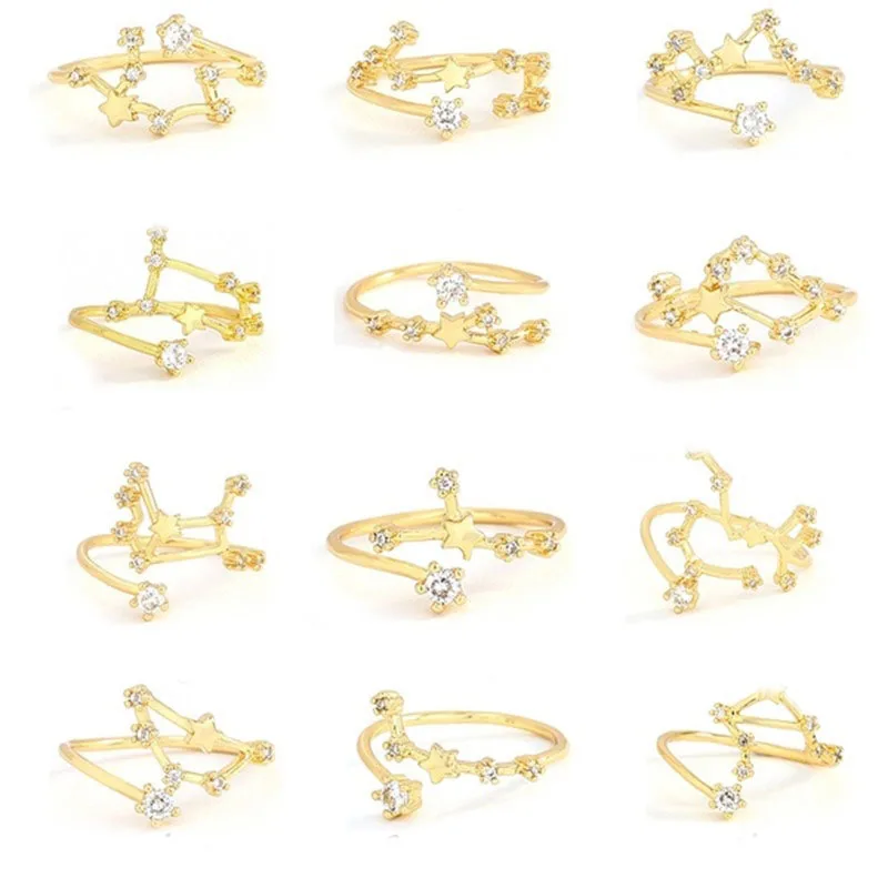 

New Design Fashion trend 12 constellations Zodiac Sign girl's rings for women, Picture