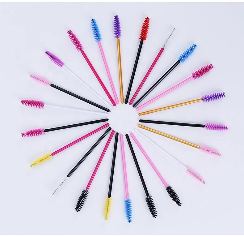 

Eyelash Extension Disposable Eyebrow Brush Mascara Wand Applicator Spoolers Eyelash Tools, Pink, black, yellow, blue, red, hot pink