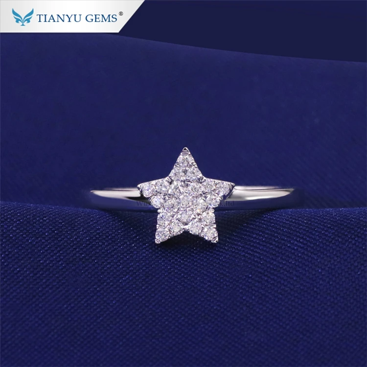 

Tianyu gems fashion little shining stars shape moissanite ring engagement