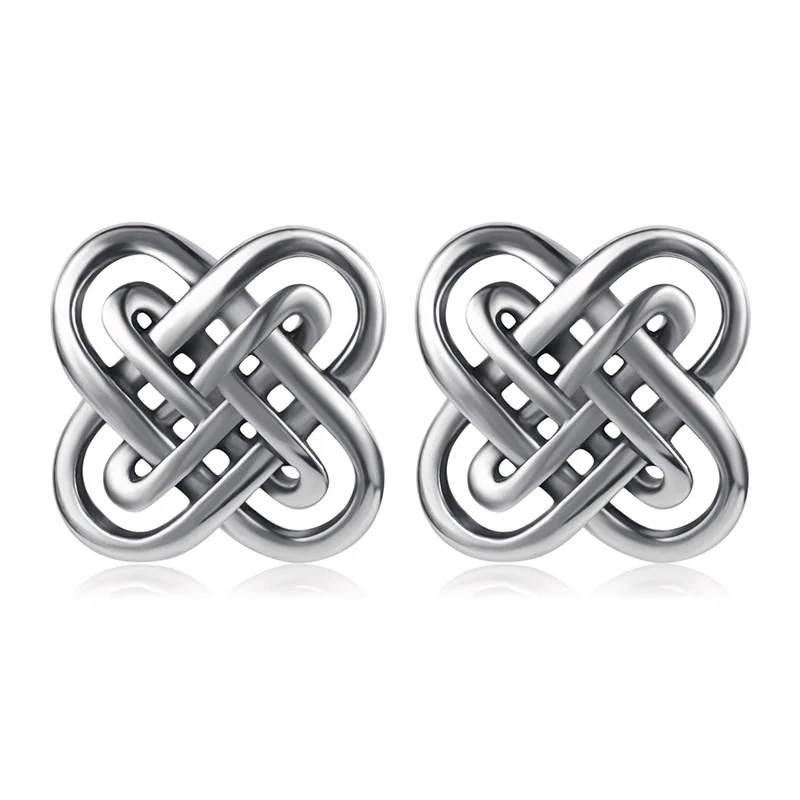 Celtic Irish Knot S925 Silver Stud Earring Women's Design with Platinum Plating Zircon Trendy Party Gift