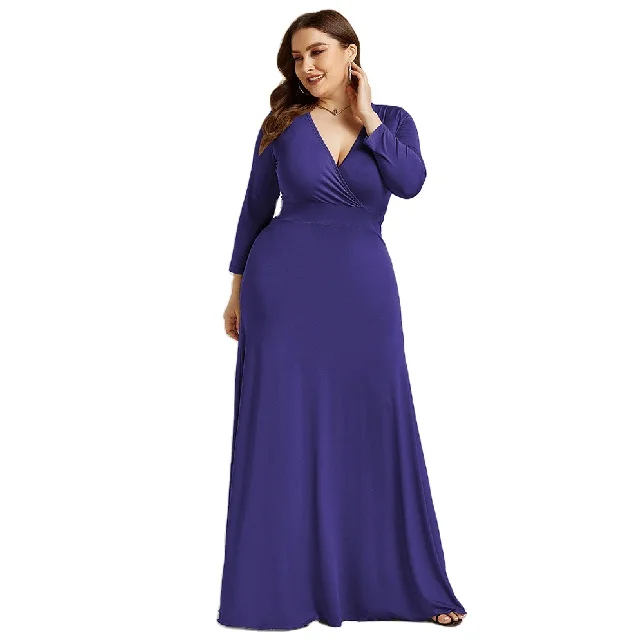 

European and American sexy fashion solid color plus size long dress wish party dress, 9 colors