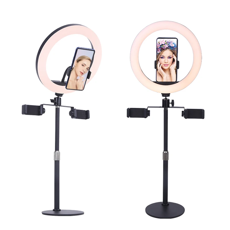 

New Arrival Mobile Phone Live Supplementary Light Double Desktop Tripod Bracket Disc Supplementary Light Bracket Hot-sell