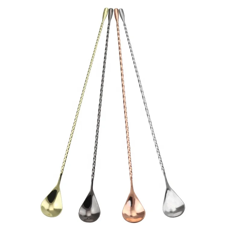 

30 cm 40 cm 50 cm 18/8 Stainless Steel swizzle sticks Mixing Spoon Spiral Pattern Cocktail Shaker Bar Spoon, Silver