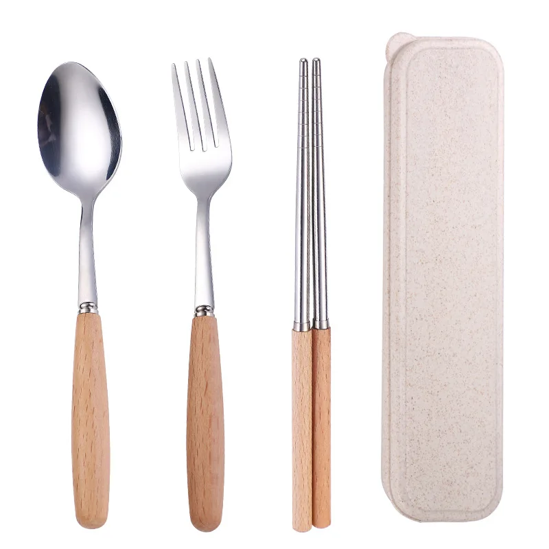 

Dinnerware Kitchenware custom commercial cutlery Set Metal Spoon/Knife/Fork with Wood Handle Flatware