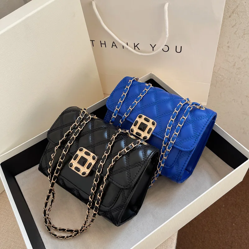 

In Stock Texture Lock Chain Large Capacity Quilted Leather Handbag Crossbody Messenger Bags Women'S Messenger Bags Luxury, Picture shows